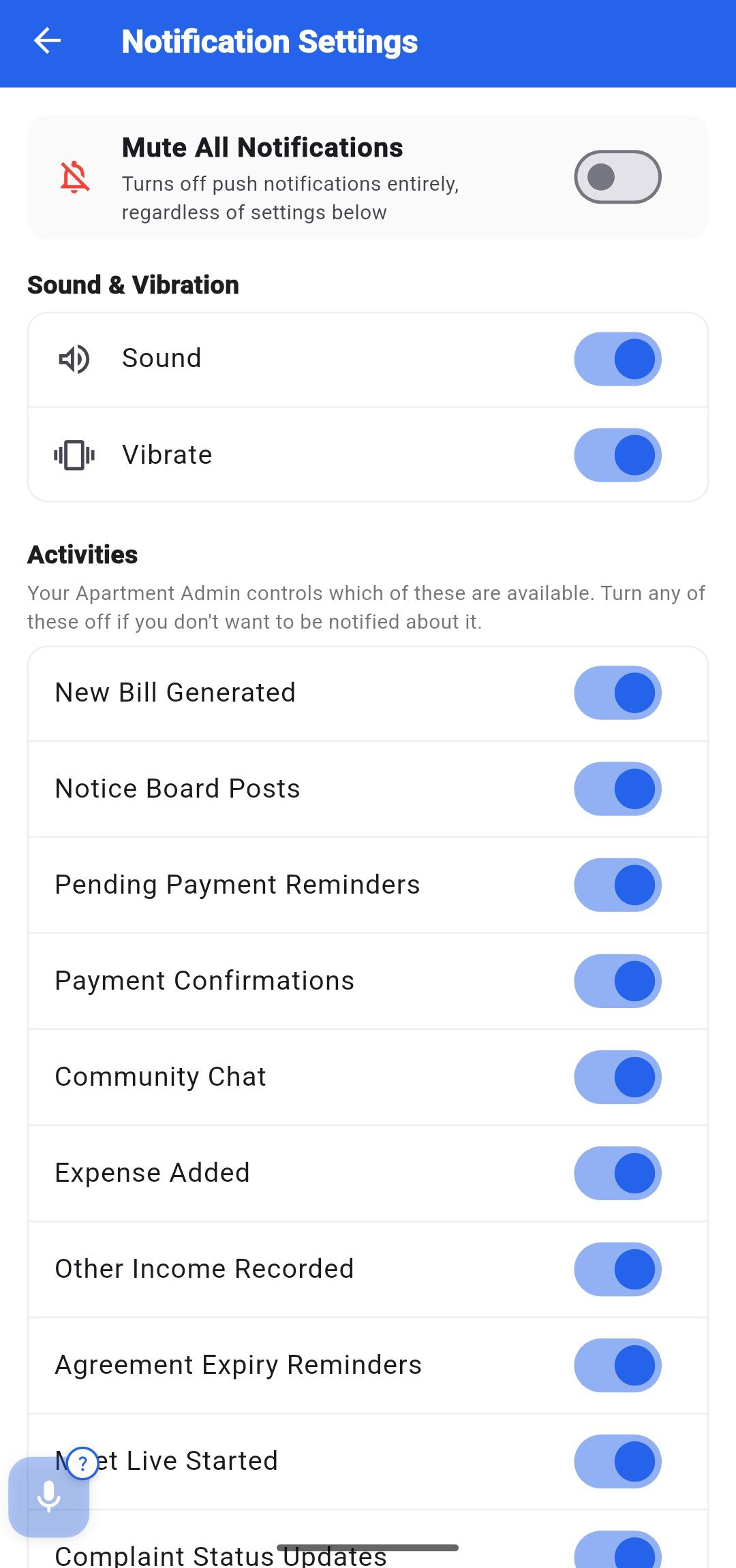 AMS Notification settings